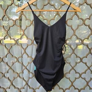 NWT Dixxon One Piece Swimsuit Womens S Black Cutout Monokini Strappy Back Sexy